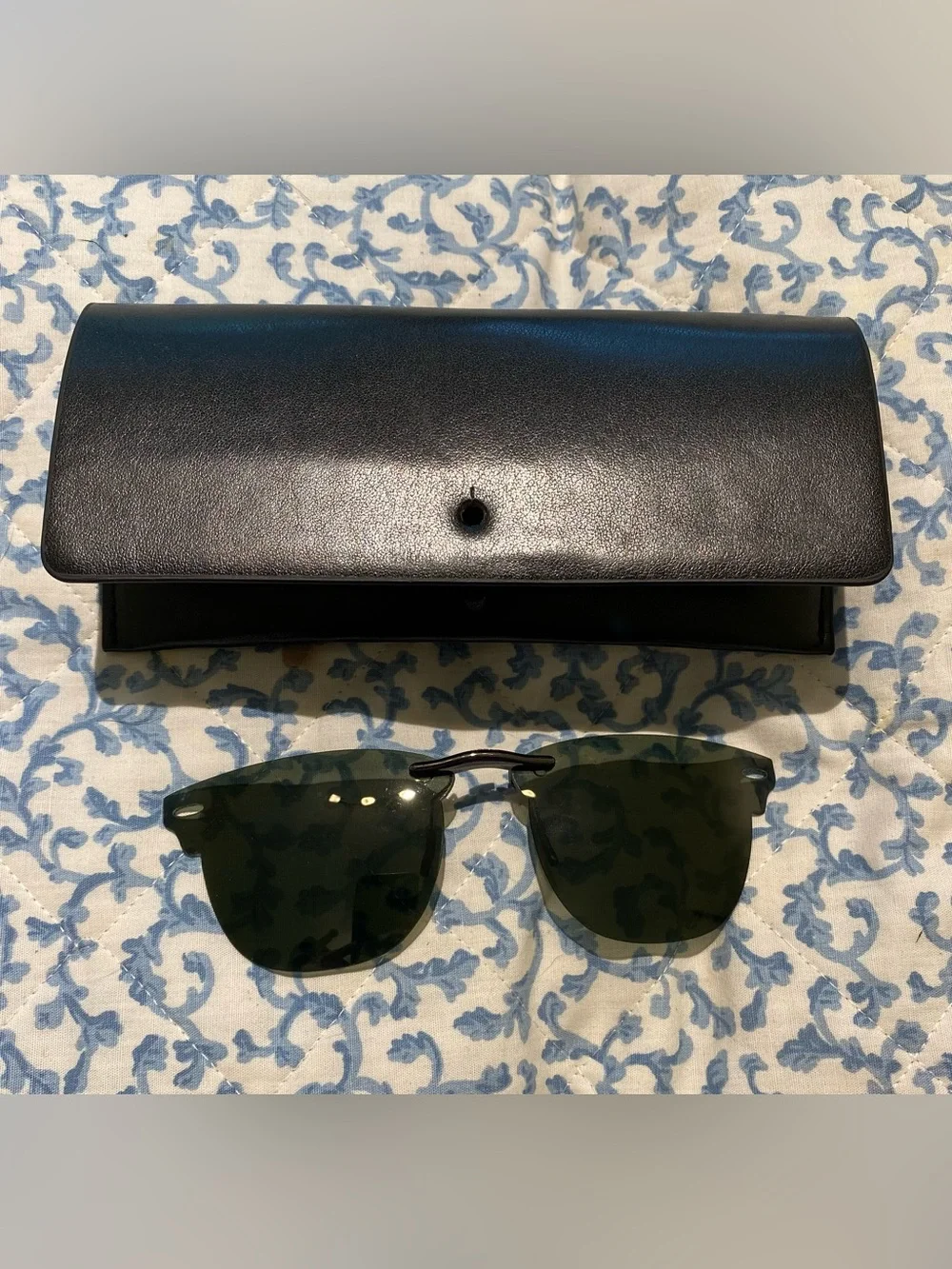 Polarized Clip-On Sunglasses Oversized Clubmaster Frames MSRP $80 With Case